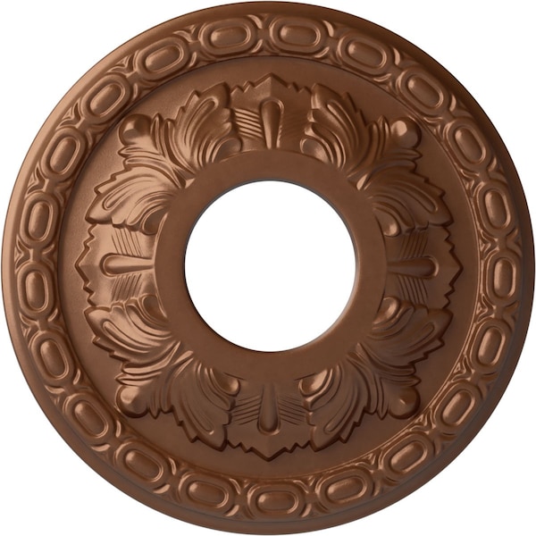 Ekena Millwork Leaf Ceiling Medallion (Fits Canopies up to 4 3/4"), 11 3/8"OD x 3 5/8"ID x 1 1/8"P, Polished Copper CM11LFPOS - main